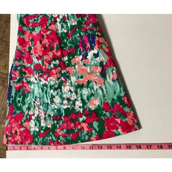 Talbots Petites 8P Watercolor Floral A-Line Tank Dress Green Pink Sleeveless - Picture 9 of 9